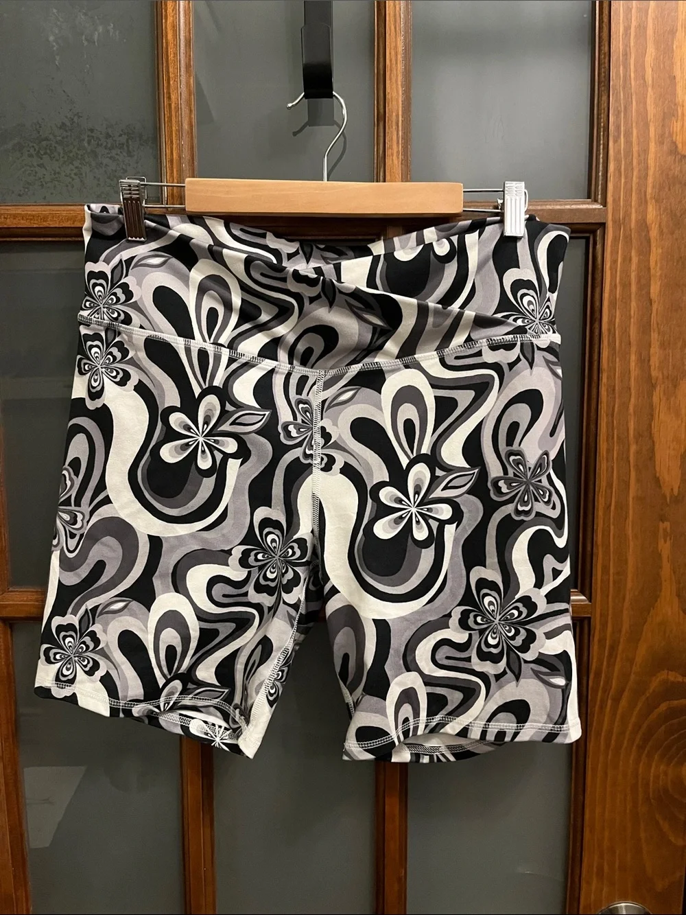 SO Black and White Floral-Print Bike Shorts